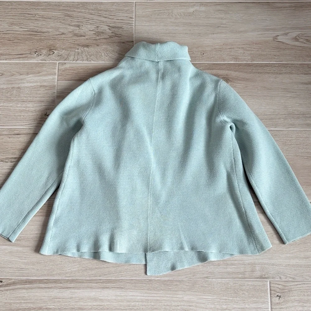 Eileen Fisher Sage Green Cotton Knit Sweater Cardigan Jacket Women’s Size Large